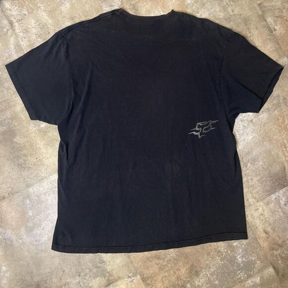 fox racing y2k early 2000s 2xl front and back logo black and grey graphic tee - Picture 6 of 7